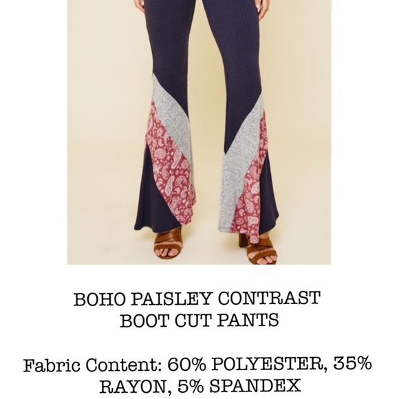 BOHO paisley contrast flare pants! NWT 😍 - Picture 6 of 6